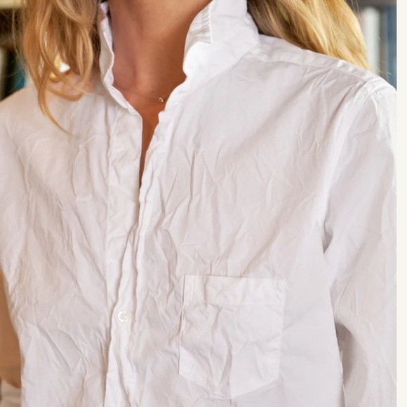 Frank & Eileen White 3/4 Sleeve Button Down The Barry Crinkle Shirt Size XS - Picture 3 of 13